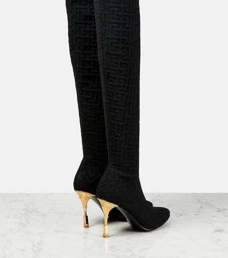Balmain Moneta monogram mesh over-the-knee boots 3
