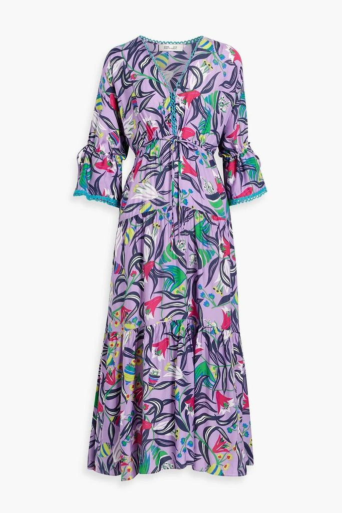 Diane von Furstenberg Boris tiered floral-print sateen midi dress 1