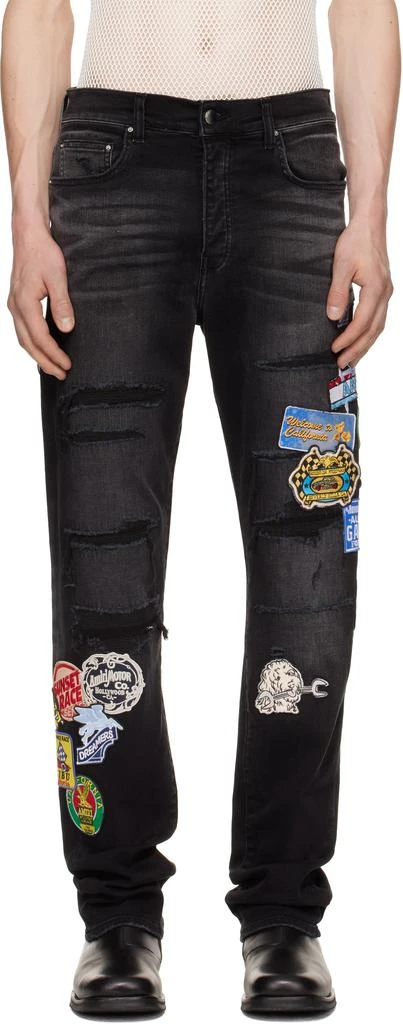 AMIRI Black Station Patch Repair Slim Jeans 1