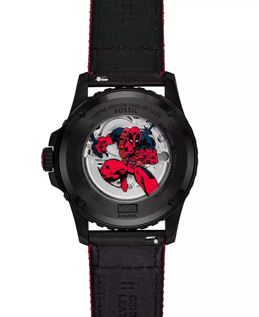 Fossil Unisex Marvel x Limited Edition Automatic Red and Black Nylon and Leather Watch, 42mm 4