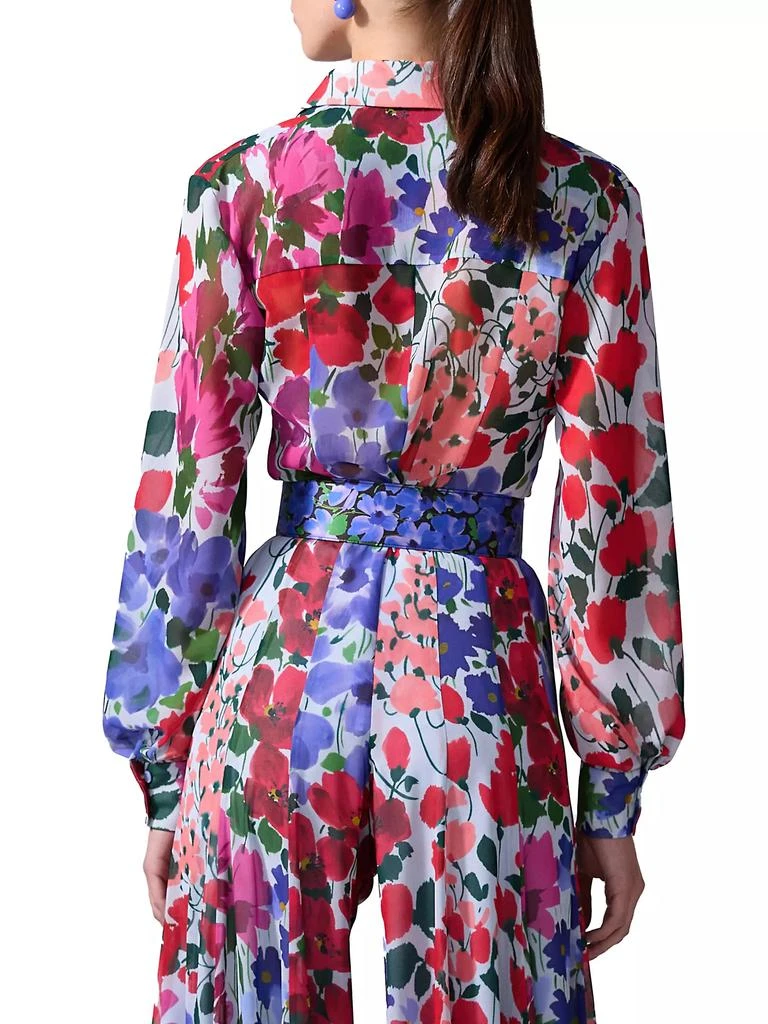 Carolina Herrera Celeste Sheer Floral Blouse 3