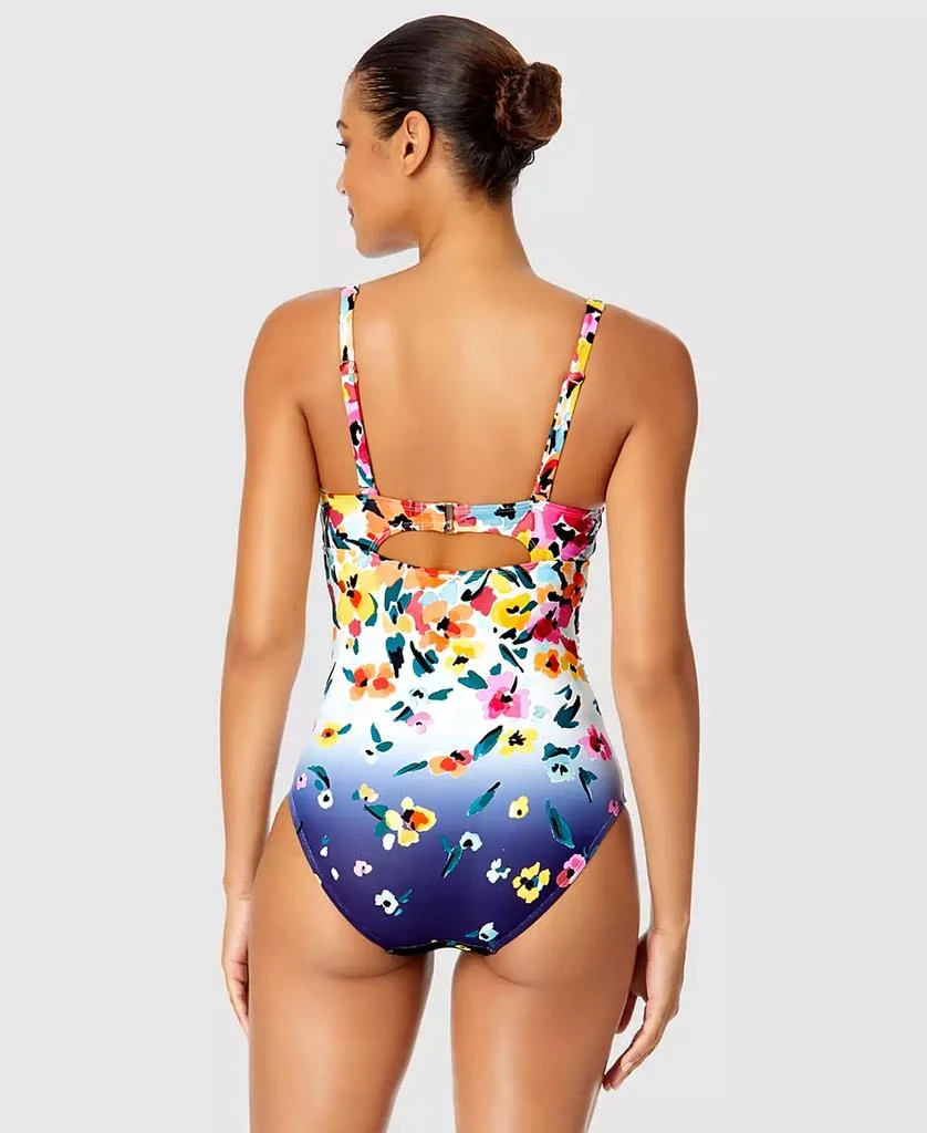 Anne Cole Women's Floral-Print Draped Underwire One-Piece Swimsuit 2