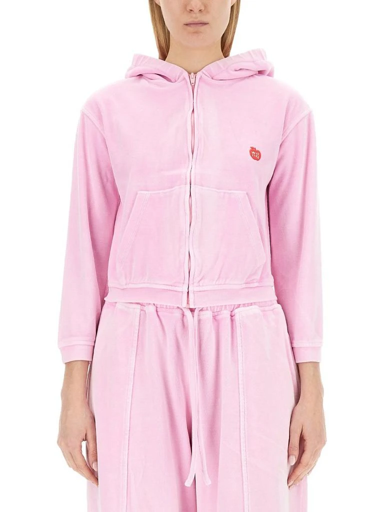 Alexander Wang T By Alexander Wang Zipped Velvet Hoodie 1