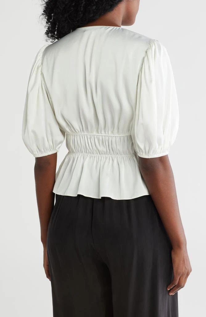 Wayf Puff Sleeve Tie Front Satin Top 2