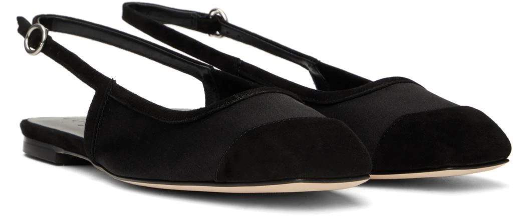 AEYDE Black Geraldine Satin Toe-Cap Ballerina Flats 4
