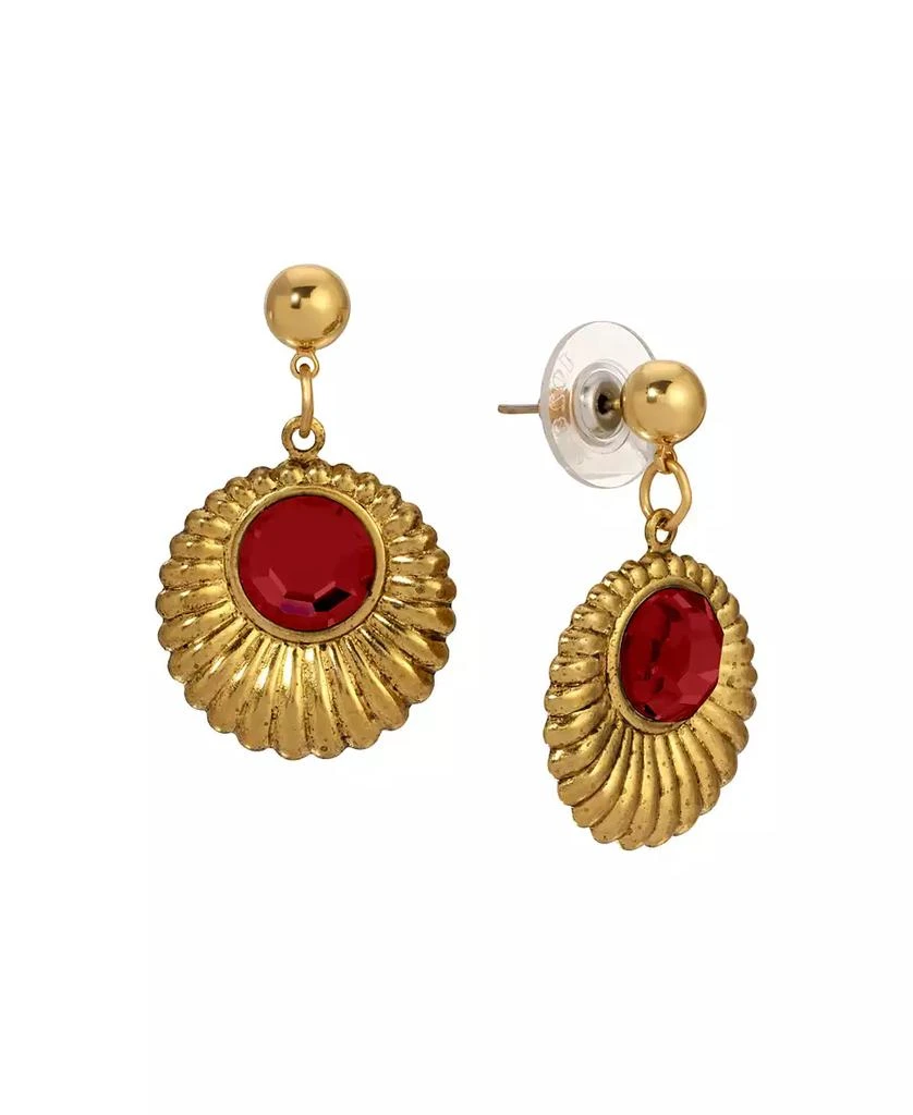 2028 Gold Tone Crystal Drop Round Earrings