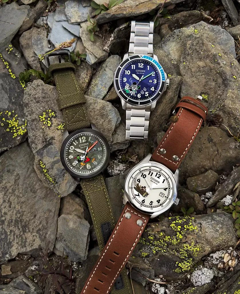 Citizen Eco-Drive Men's Disney Alpine Mickey Mouse Explorer Green Khaki Strap Watch 42mm Boxed Set 9