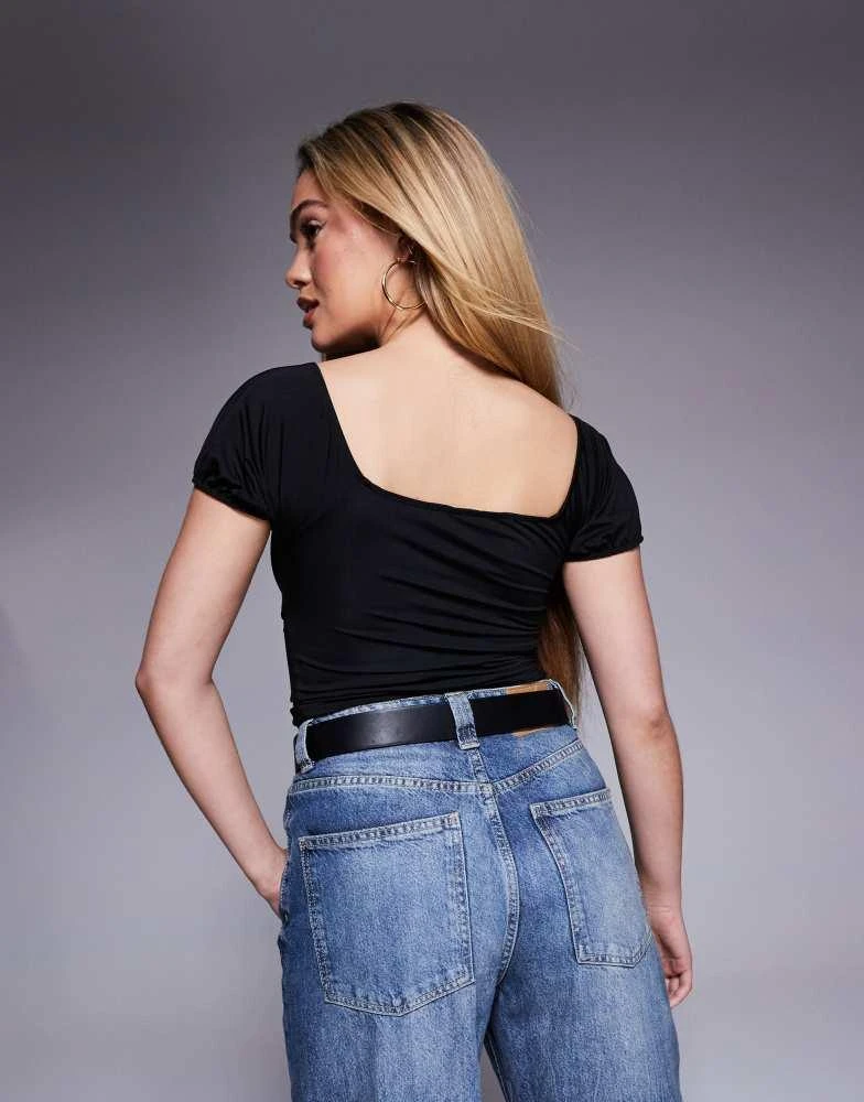 ASOS ASOS DESIGN milk maid under bust cut out top in black 3