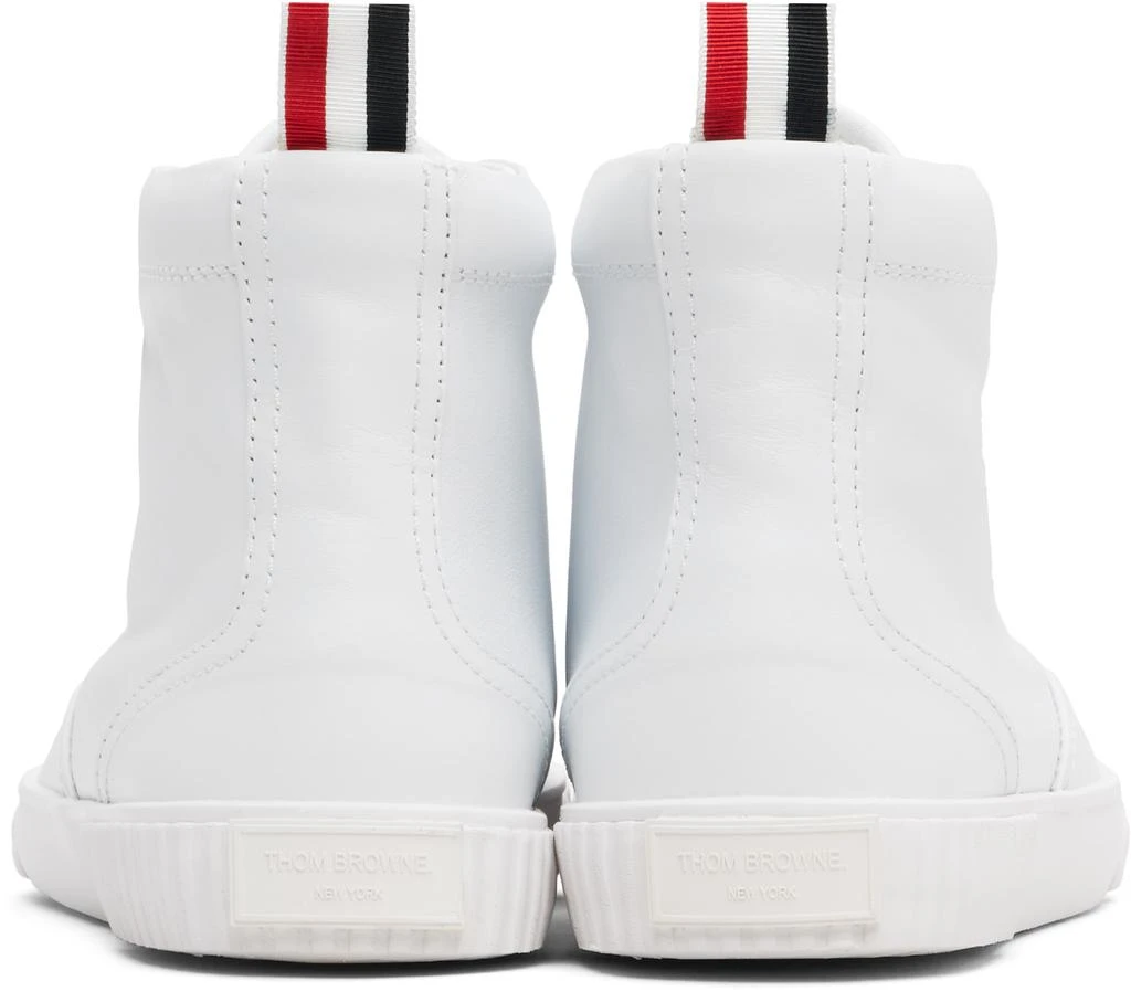 Thom Browne White Vitello Calf Leather High Top Heritage Sneakers 2