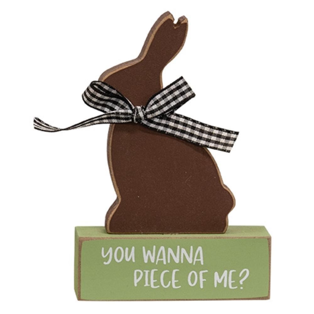 HomeGifo You Wanna Piece of Me Chocolate Bunny on Base