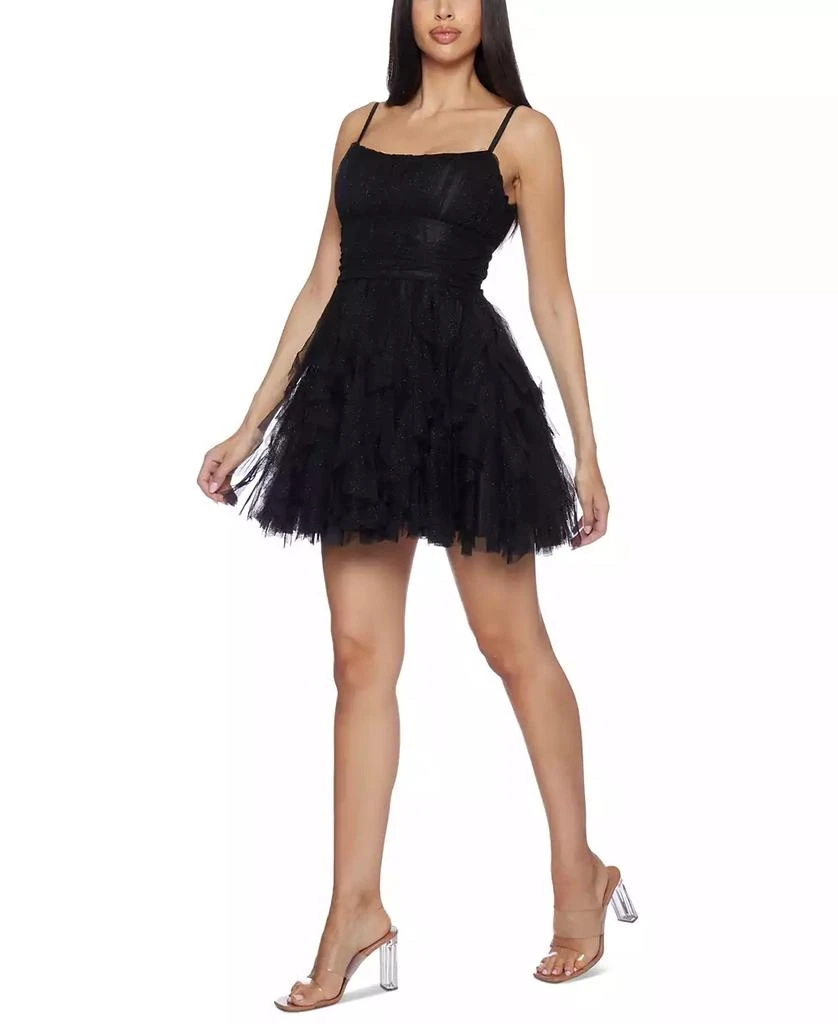 B Darlin Juniors' Scoop-Neck Fit & Flare Mini Glitter Dress 4