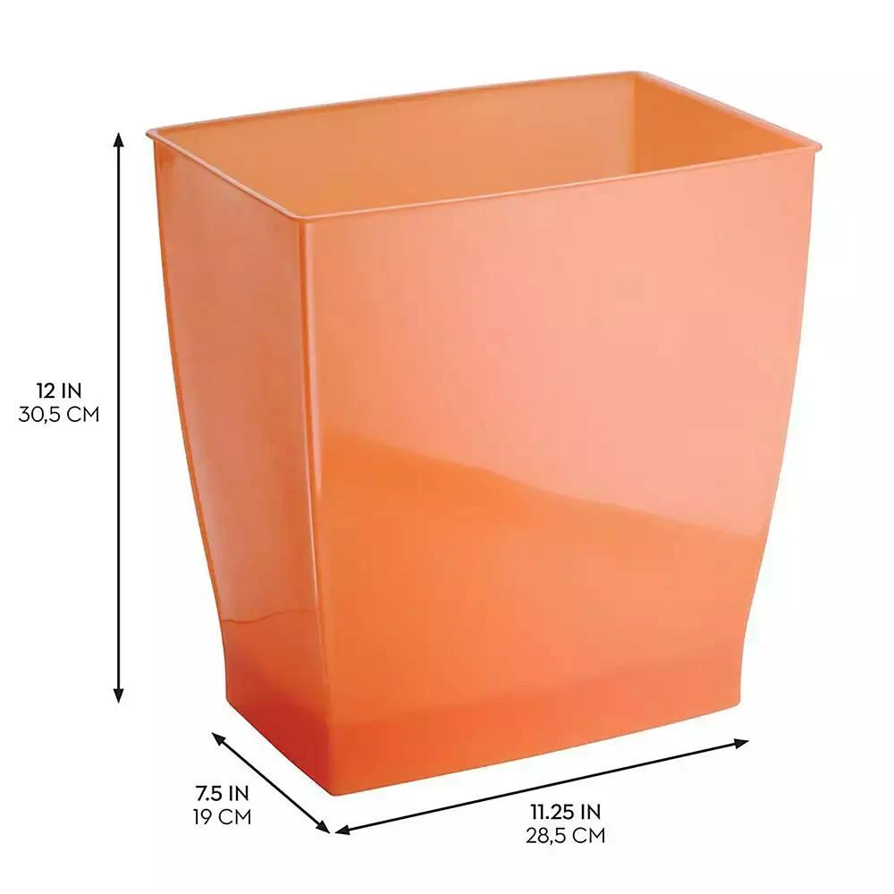iDesign Rectangular Trash Can, 2.5 Gal. / 9.5 Liter, 2-Pack, Tango, Made in USA 8