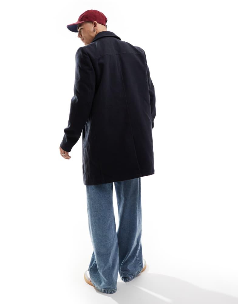 Brave Soul Brave Soul double breasted peacoat in navy