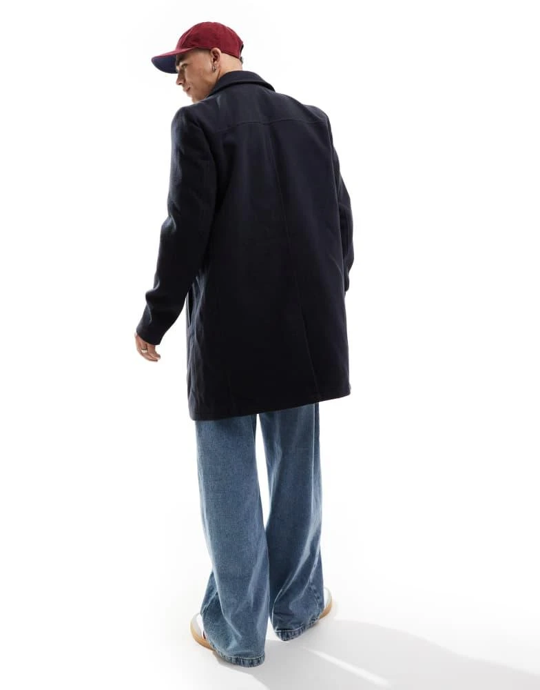 Brave Soul Brave Soul double breasted peacoat in navy 2