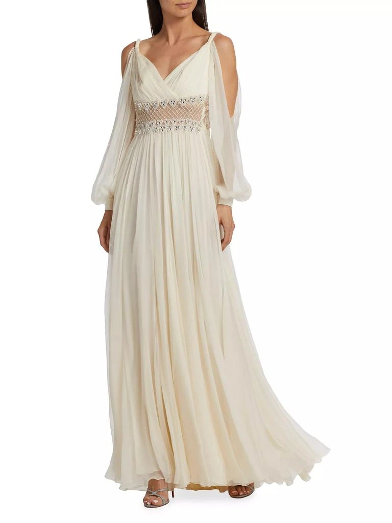 Zuhair Murad Beaded Silk Chiffon Cold-Shoulder Gown 2
