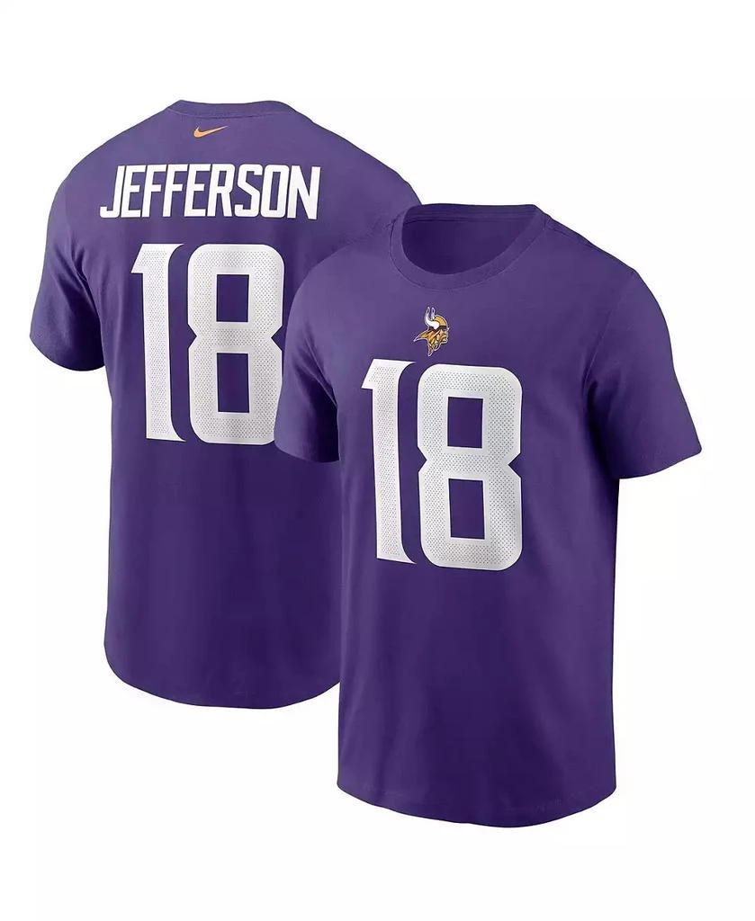 NIKE Men's Justin Jefferson Purple Minnesota Vikings Name and Number T-shirt 5