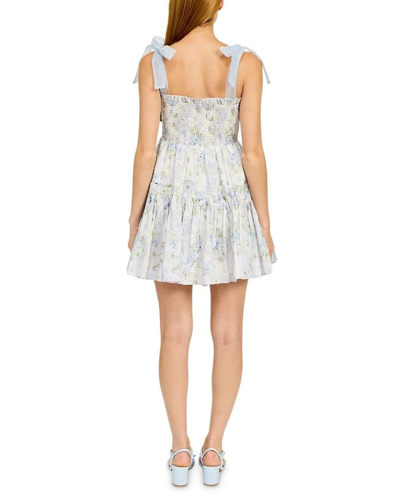 En Saison Smocked Contrast Organza Tie Mini Dress 8