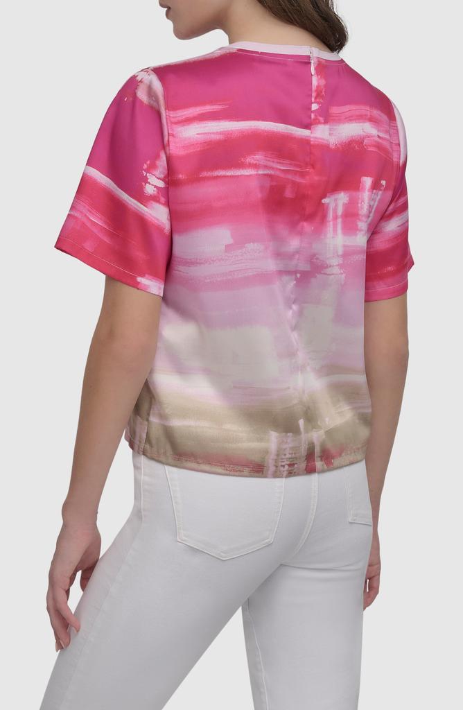 DKNY Print Scarf Twill Short Sleeve Top