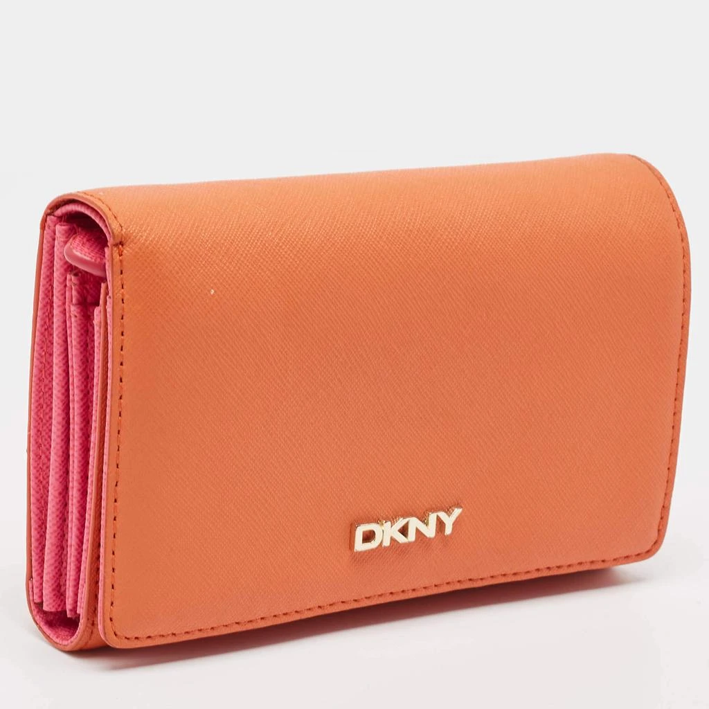 DKNY Dkny Orang/Pink Leather French Flap Wallet 6