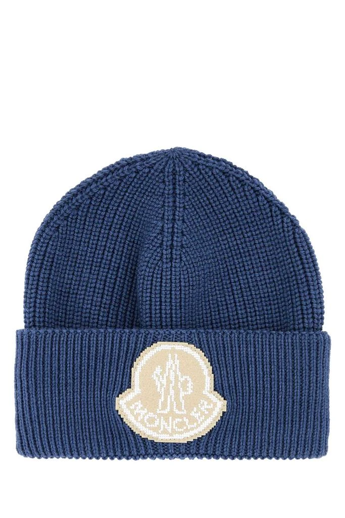 Moncler Denim Blue Wool Beanie Hat 1