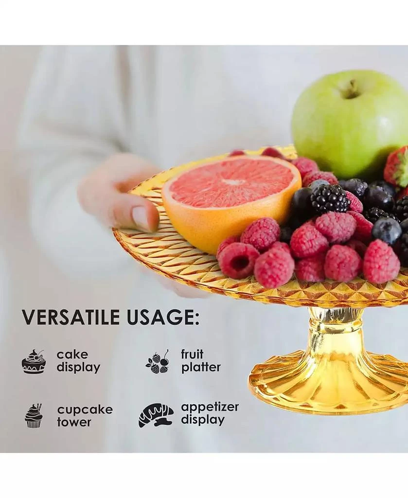 Amici Home Rochester Footed Glass Cake Stand - Amber 3