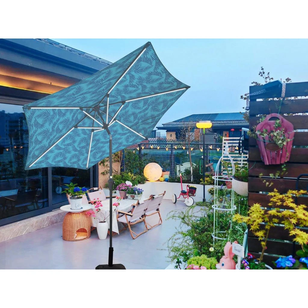 Streamdale Furniture Streamdale 9FT Umbrella with Light Pattern + Cyan