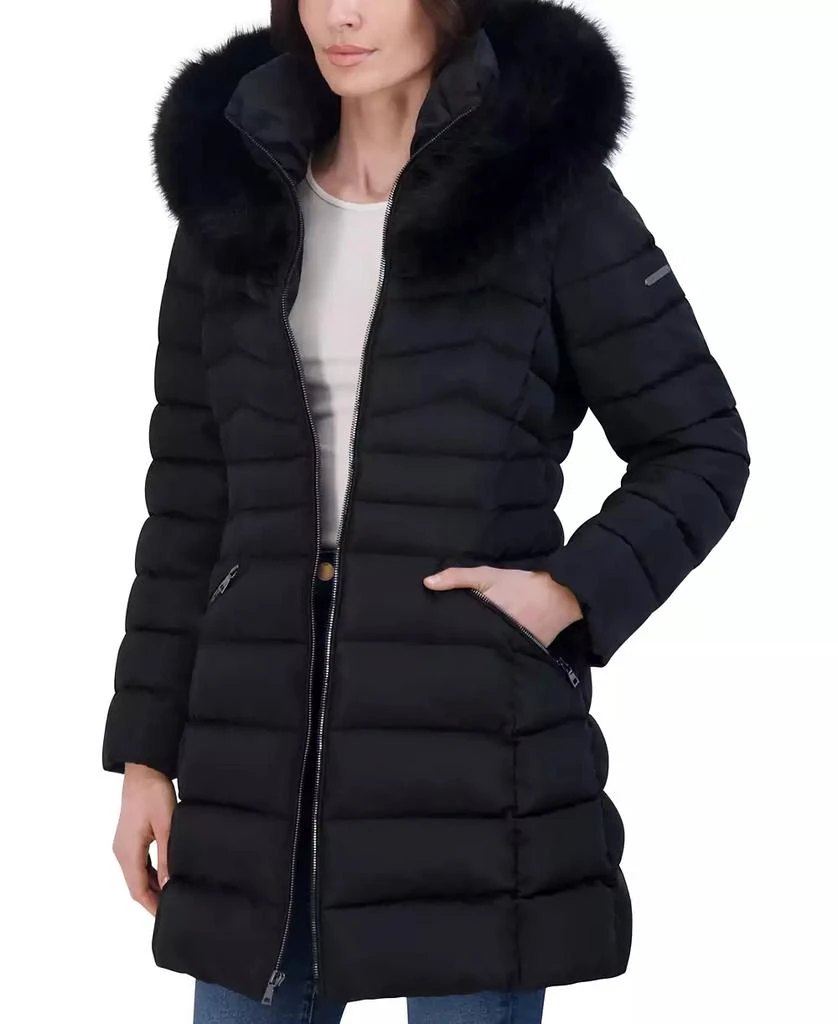 Laundry by Shelli Segal Women's Faux-Fur-Trim Hooded Puffer Coat 5