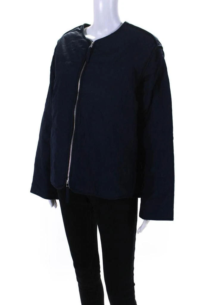 Everlane Womens The Quilted Cotton Liner  Navy 2