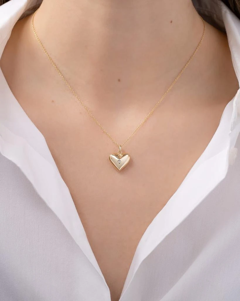 Zoe Lev 14K Gold Domed Heart with Tiny Diamond Necklace 2