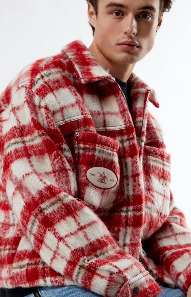 Budweiser By PacSun Eureka Plaid Zip Up Jacket 3