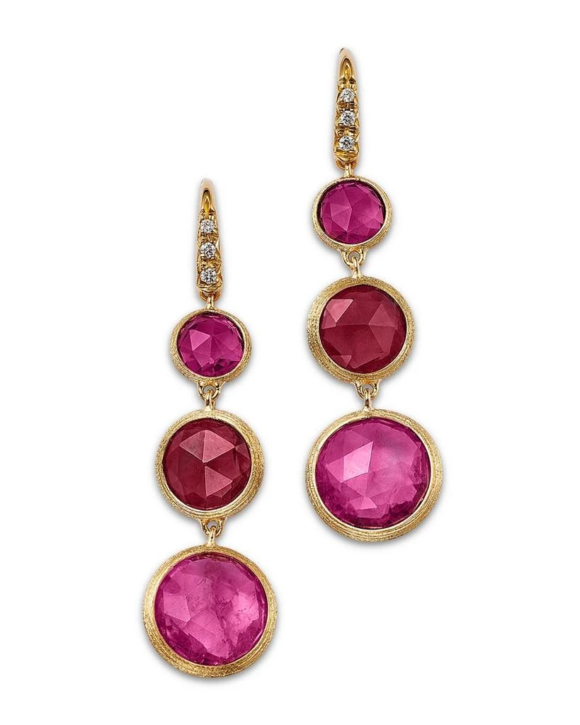 Marco Bicego 18K Yellow Gold Jaipur Color Pink Tourmaline & Diamond Triple Drop Earrings - Exclusive 1