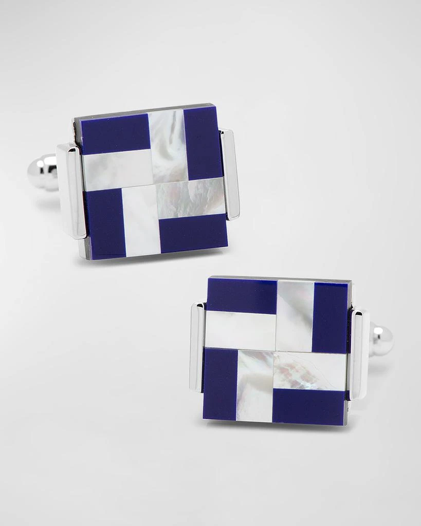 Cufflinks Inc. Men
s Mother-of-Pearl and Blue Lapis Windmill Square Cufflinks