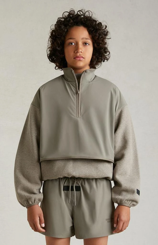 Essentials Essentials Dust Heather Grey Nylon Fleece Mock Neck Sweatshirt 2