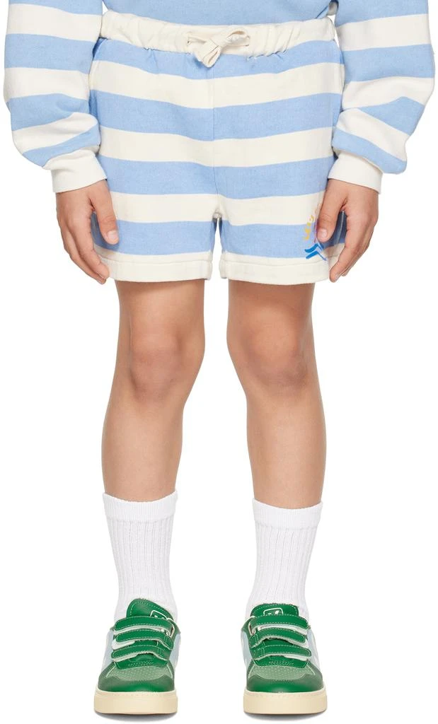 Bonmot Organic Kids Blue 
Off-White Striped Shorts