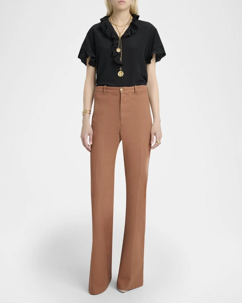 Chloé Ruffle Short-Sleeve Silk Crepe De Chine Top 2
