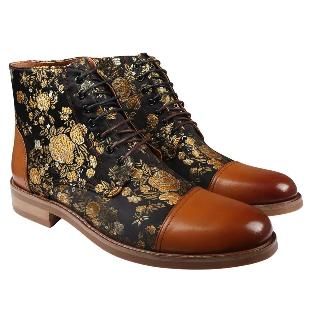 Justin Reess Adam Floral Print Oxford Ankle Boots 2