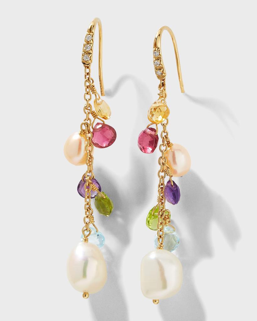 Marco Bicego Paradise 18K Yellow Gold Diamond Hook Earrings With Mixed Gemstones