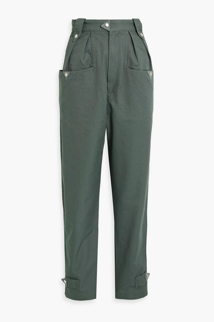 Isabel Marant Étoile Pulcie suede-trimmed cotton tapered pants 1