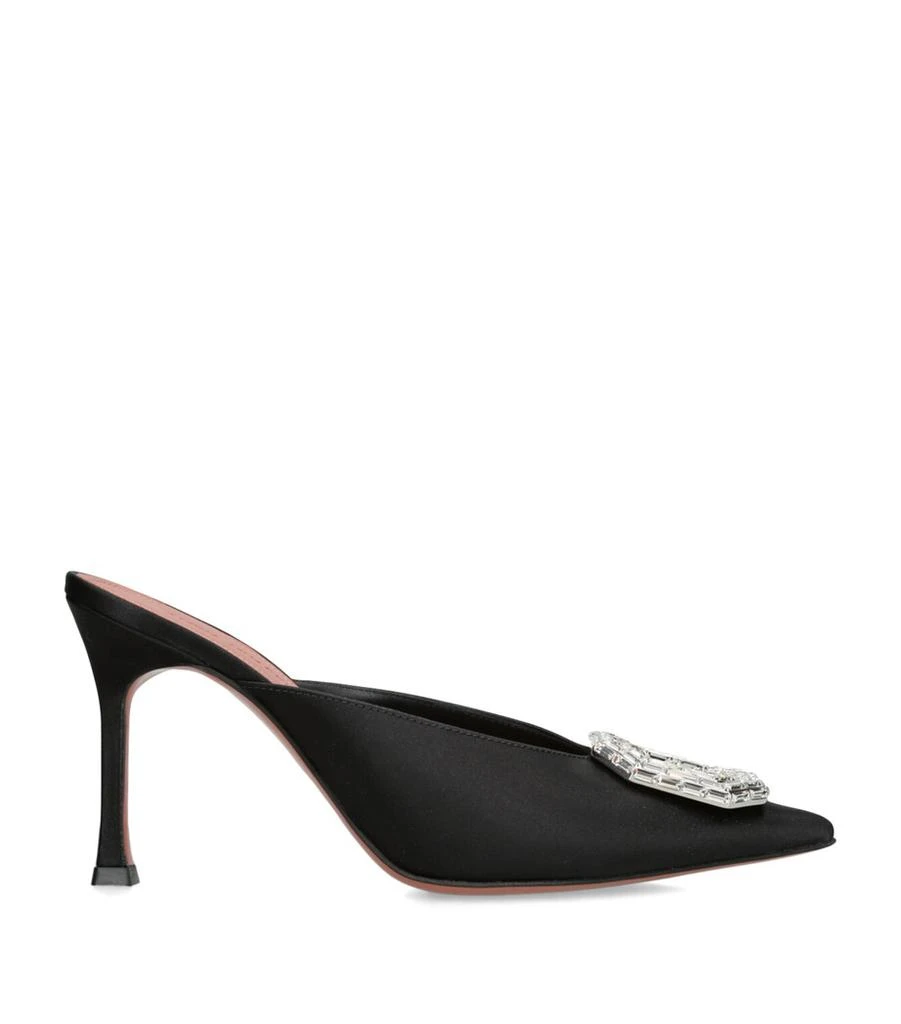 Amina Muaddi Satin Camelia Mules 90 1