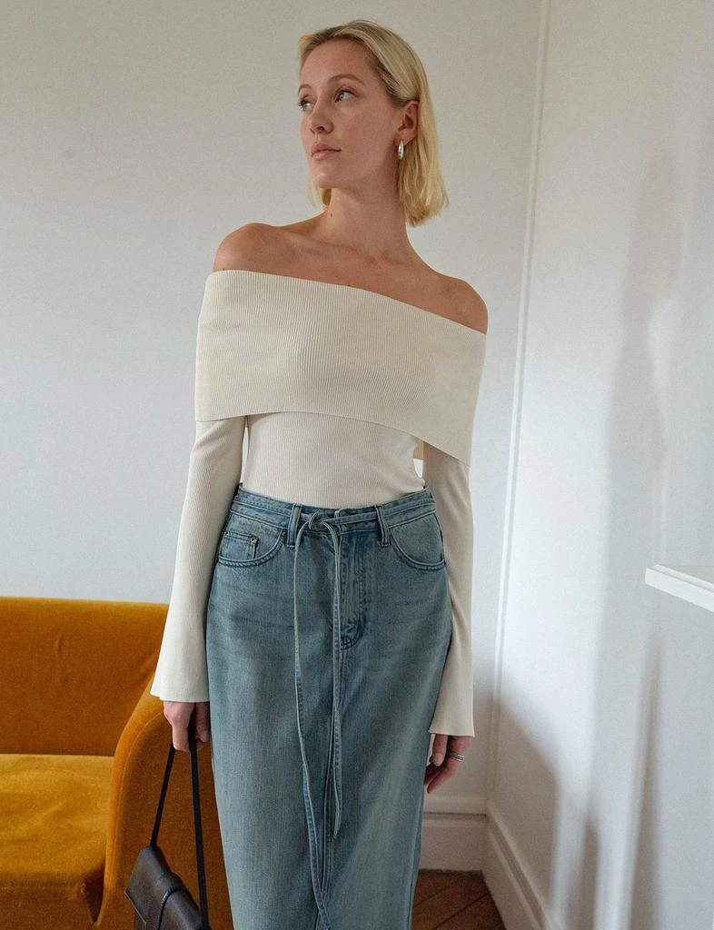 Pixie Market Maxi Belt-Tie Denim Skirt 4