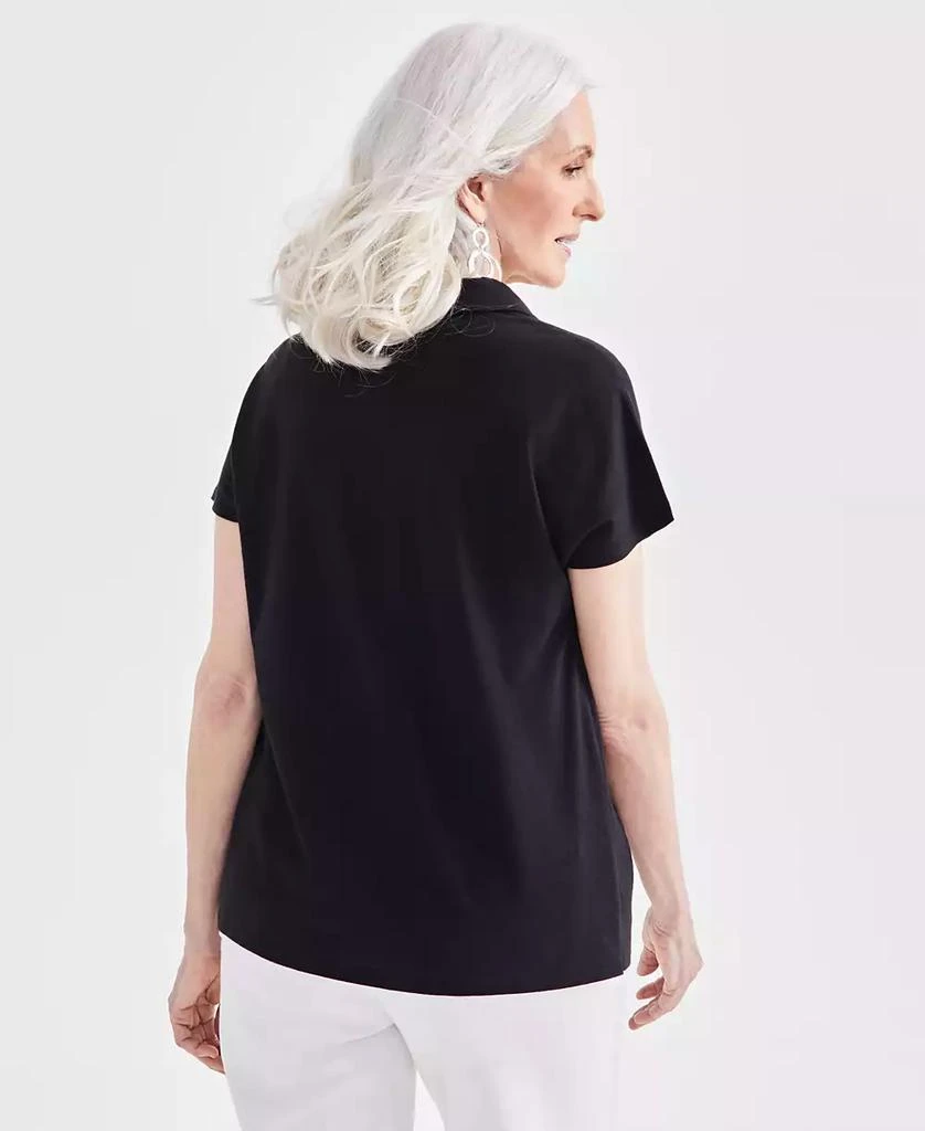 Style & Co Women's Linen Blend Polo Short-Sleeve Top, Created for Macy's 2