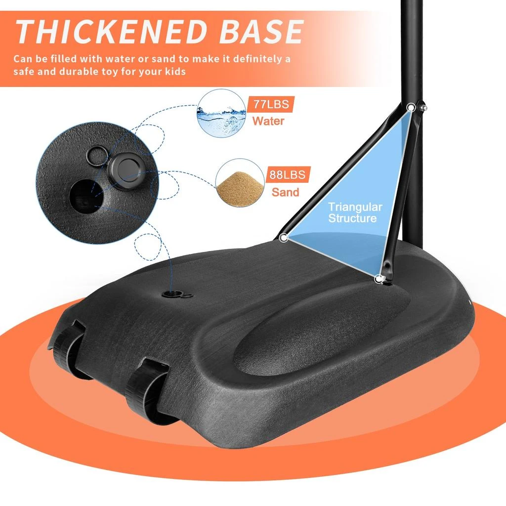 Streamdale Furniture Streamdale Adjustable 7.5-9.2FT Basketball Hoop with Backboard 
Wheels 6