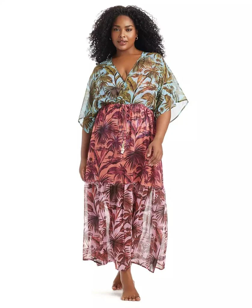 Bleu Rod Beattie Plus Size White Lotus Cover-Up Maxi Dress