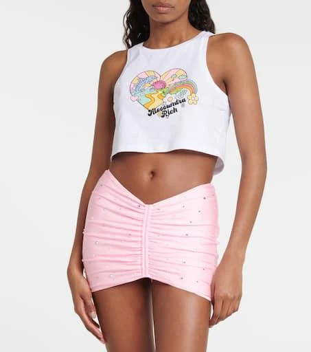 Alessandra Rich Crystal-embellished ruched miniskirt 2