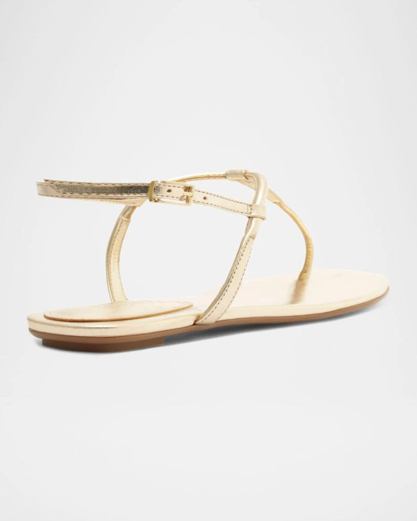 Schutz Elsha Metallic T-Strap Flat Sandals 3