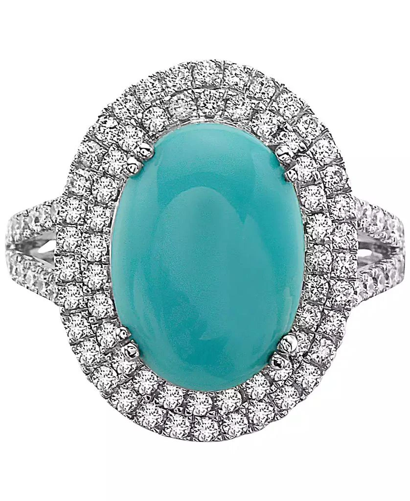 Effy EFFY® Turquoise 
Diamond (7/8 ct. t.w.) Halo Ring in 14k White Gold 3