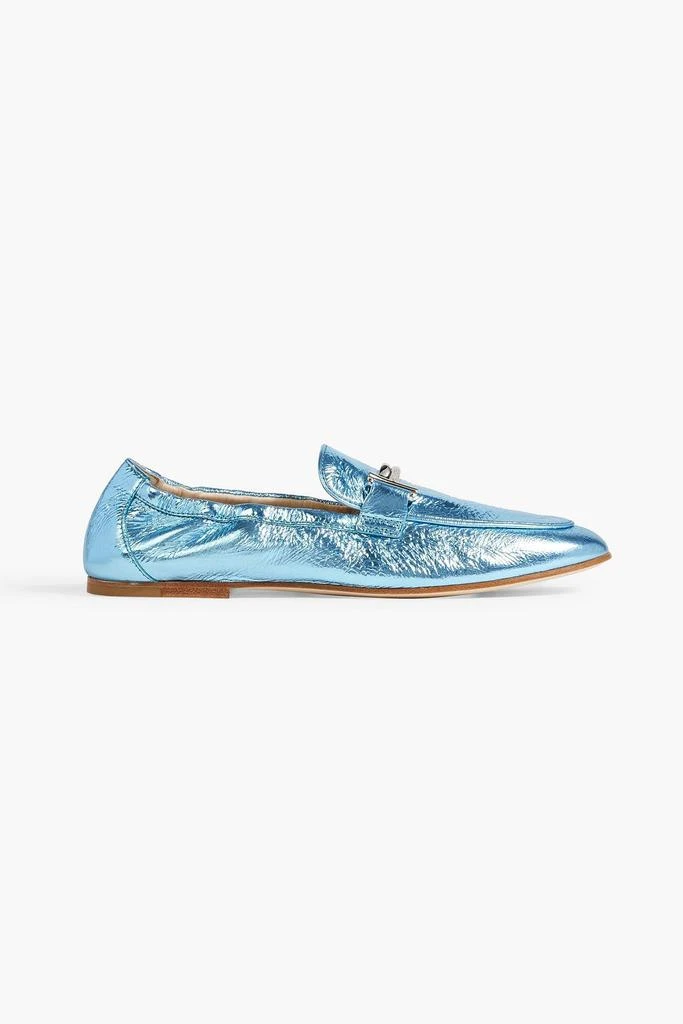 Tod's Double T metallic textured-leather loafers 1