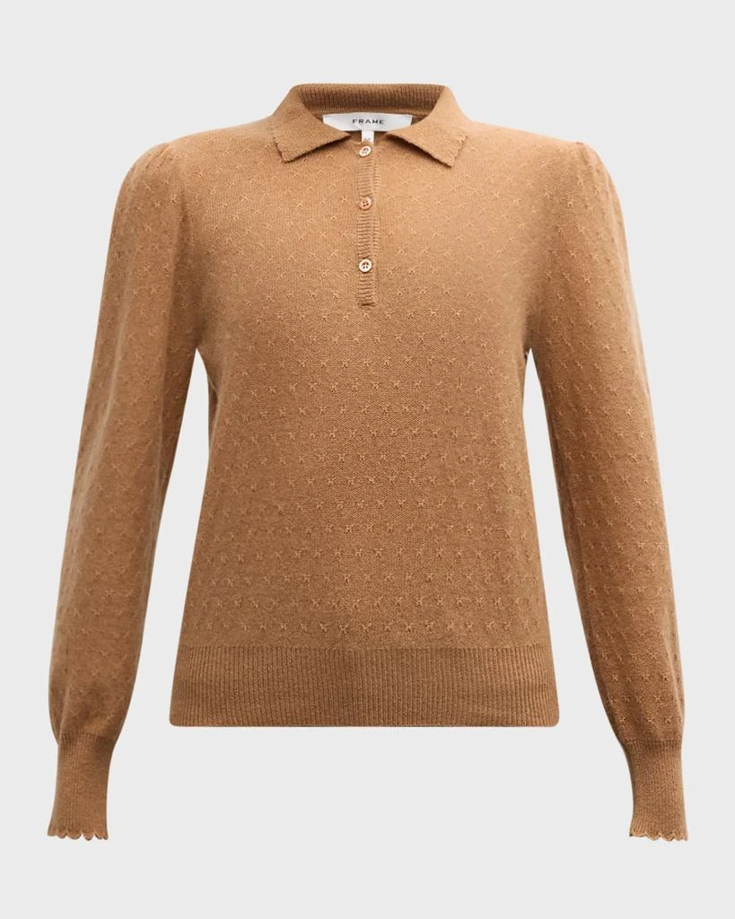FRAME Scalloped Cashmere Polo Sweater 1