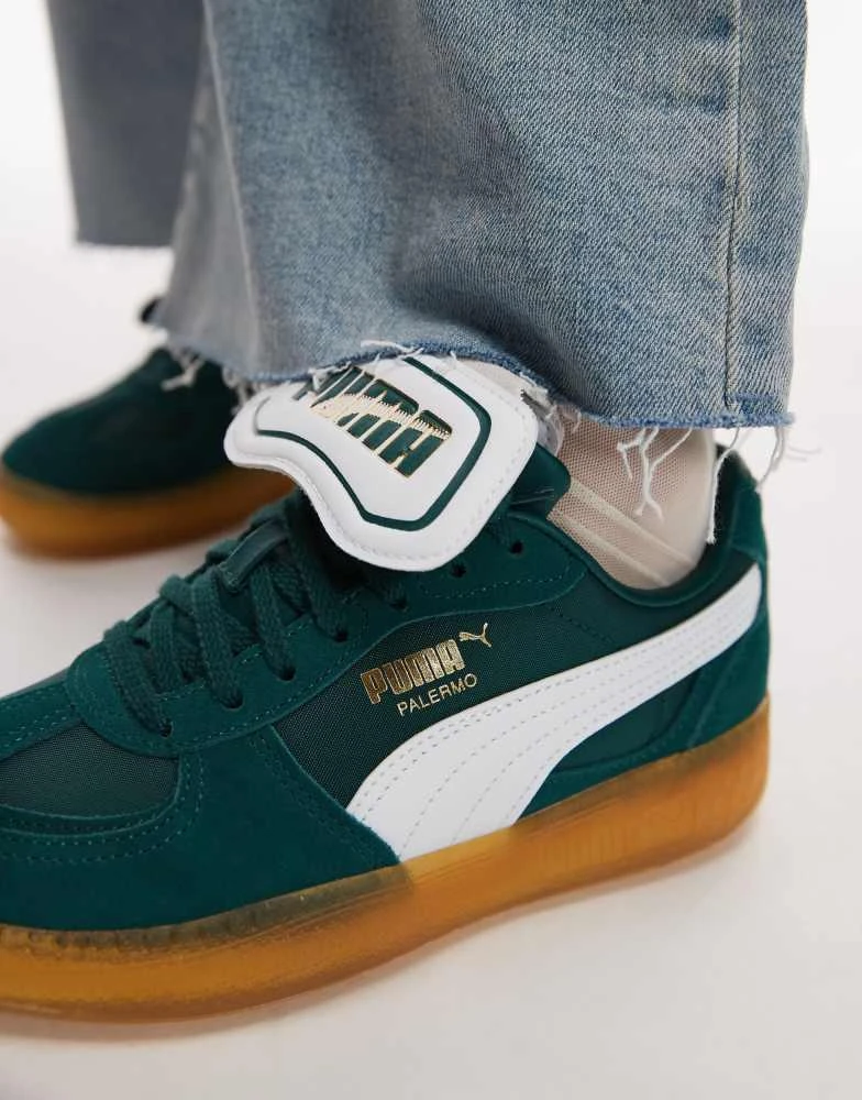 Puma Puma Moda Tongue Palermo trainers in dark green & white 5