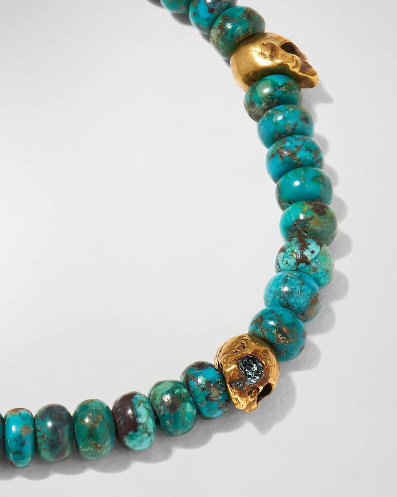 John Varvatos Men's Skull Station Turquoise Beaded Bracelet 3